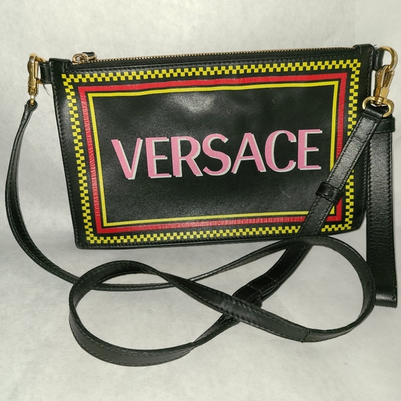 Versace Handbags - 🎈SALE TODAY🎈 Authentic Versace Crossbody Bag Clutch Purse Blavk Red Yellow Y2K
